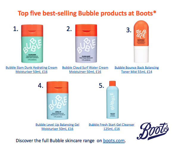 skincare brand bubble now available at boots 